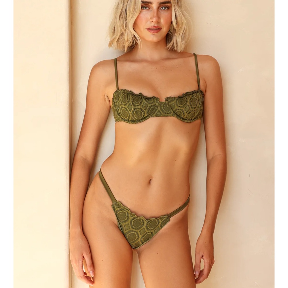 Dippin Daisys Olive Green Lace Bikini Bottoms